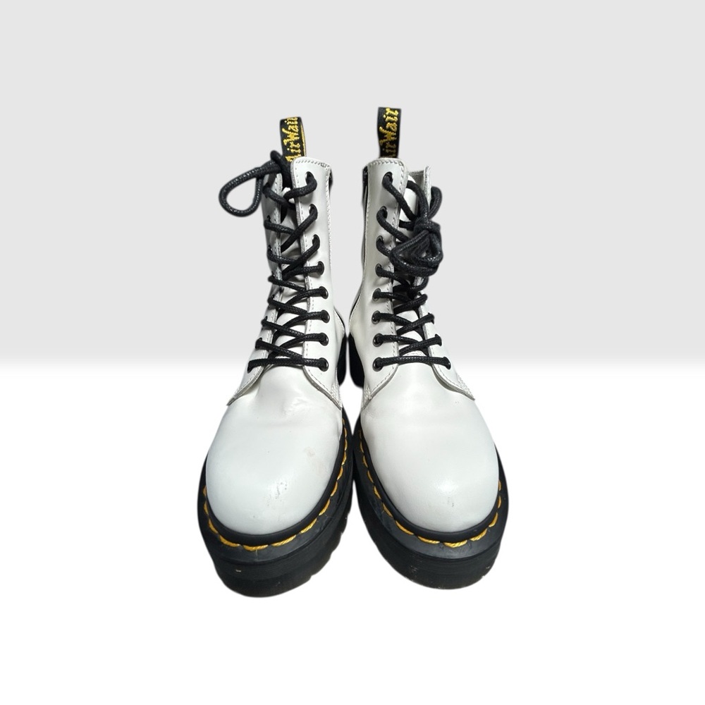 Dr. Martens Jadon Platform Boots White Leather Women Sz 6 EU 37 Zip Combat Docs